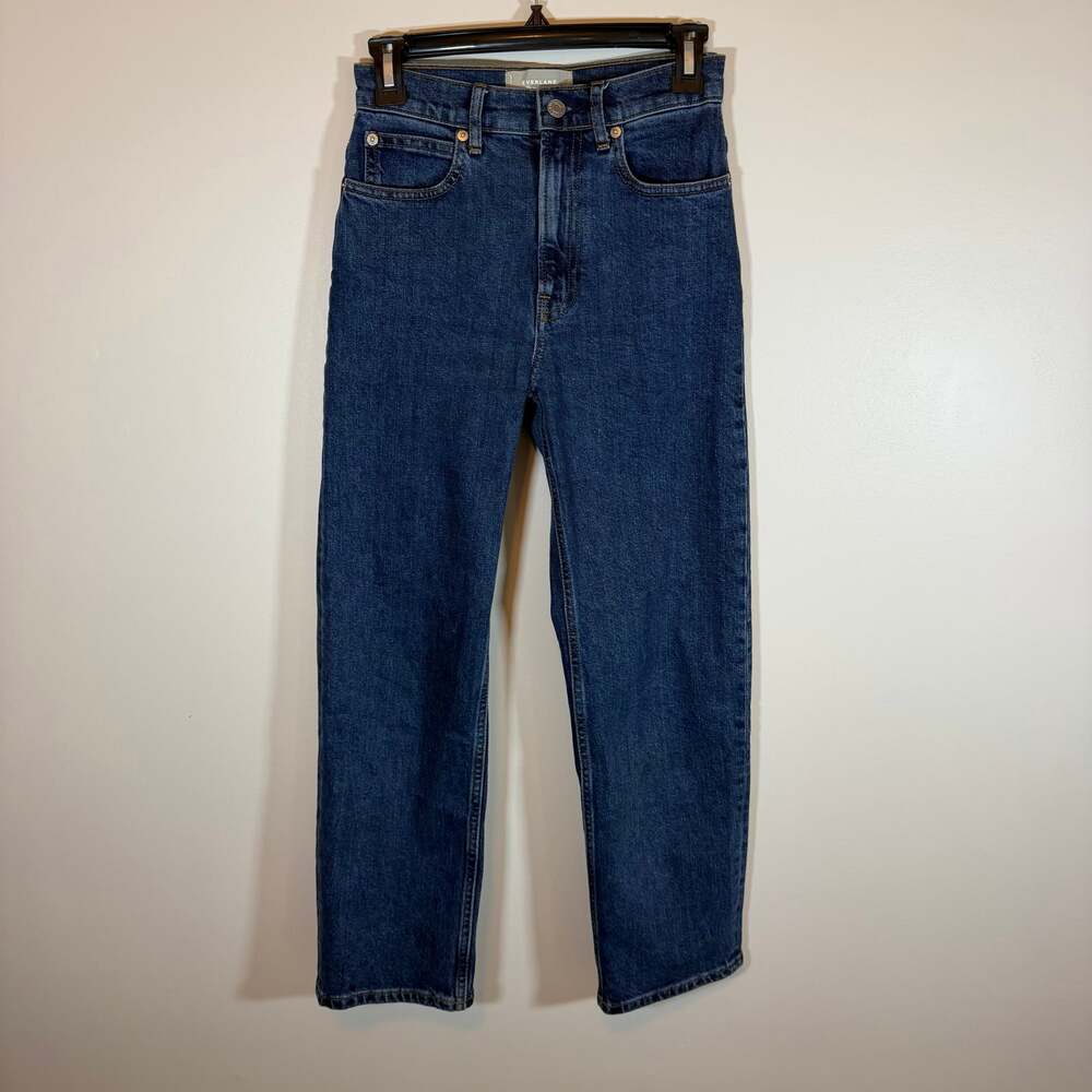 Everlane The Way High Straight Leg Jeans Womens 23 Organic Cotton Dark Wash